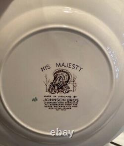 JOHNSON BROTHERS Made In England His Majesty Turkey Thanksgiving Plates (11)