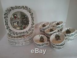 JOHNSON BROTHERS Merry Christmas SNACK SETS, Plate & Cup England, 11 Sets EUC