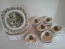 JOHNSON BROTHERS Merry Christmas SNACK SETS, Plate & Cup England, 11 Sets EUC