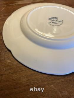 JOHNSON BROTHERS Set Of 8 Red Pink Transferware Dinner Plates Old Britain Castle