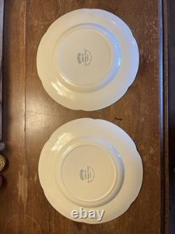 JOHNSON BROTHERS Set Of 8 Red Pink Transferware Dinner Plates Old Britain Castle