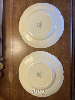 JOHNSON BROTHERS Set Of 8 Red Pink Transferware Dinner Plates Old Britain Castle