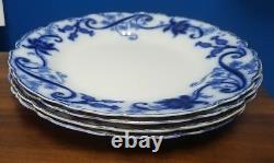 JOHNSON BROTHERS china ANDORRA flow blue Set of 4 dinner plates each with chip