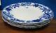 Johnson Brothers China Andorra Flow Blue Set Of 4 Dinner Plates Each With Chip