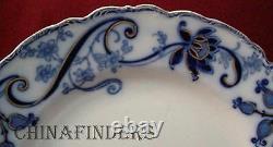 JOHNSON BROTHERS china ANDORRA flow blue Set of 4 dinner plates each with chip