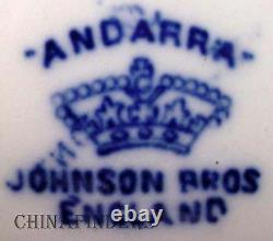 JOHNSON BROTHERS china ANDORRA flow blue Set of 4 dinner plates each with chip