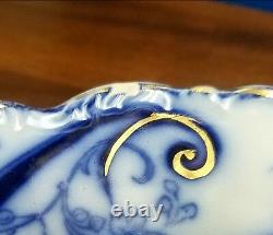 JOHNSON BROTHERS china ANDORRA flow blue Set of 4 dinner plates each with chip