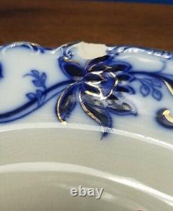 JOHNSON BROTHERS china ANDORRA flow blue Set of 4 dinner plates each with chip