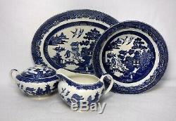 JOHNSON BROTHERS china BLUE WILLOW made in England 44-piece SET SERVICE for 8