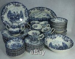 JOHNSON BROTHERS china COACHING SCENES BLUE pattern 72-piece SET SERVICE for 12
