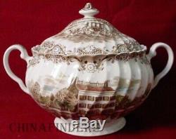 JOHNSON BROTHERS china HERITAGE HALL BROWN Large Round Soup Tureen & Lid
