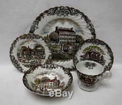 JOHNSON BROTHERS china HERITAGE HALL BROWN pattern 65-Piece SET SERVICE for 12