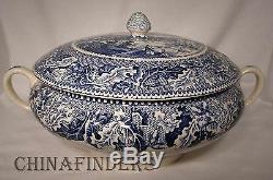 JOHNSON BROTHERS china HISTORIC AMERICA Blue TUREEN with LID