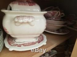 JOHNSON BROTHERS china OLD BRITAIN CASTLES Pink MIE 52-piece SET SERVICE for 8