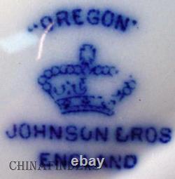 JOHNSON BROTHERS china OREGON flow blue GOLD ACCENT pattern ROUND BUTTER BASE