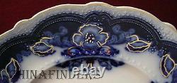 JOHNSON BROTHERS china OREGON flow blue GOLD ACCENT pattern ROUND BUTTER BASE