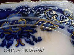 JOHNSON BROTHERS china OREGON flow blue GOLD ACCENT pattern ROUND BUTTER BASE