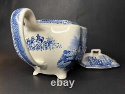 JOHNSON BROTHER OLD BRITAIN CATLES 1792 TEA POT AND SUGAR BOWL. Made In ENGLAND