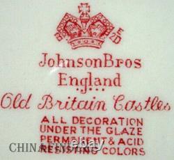 JOHNSON Brothers OLD BRITAIN CASTLES PINK pattern Set of 8 Square Salad Plates