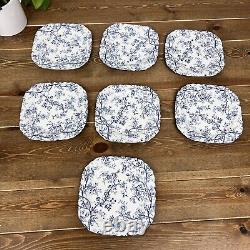 JohnsonBrothers Old Bradbury Blue/white Square SaladPlates, 7.5 Set Of 7