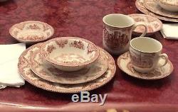 Johnson Bros 1883 Old Britain Castles/ Red And White/ 7pc Settings For 6 people