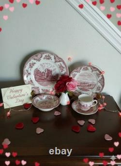 Johnson Bros 4 Pc Pink Place Setting Dinnerware Barney Castle 1792