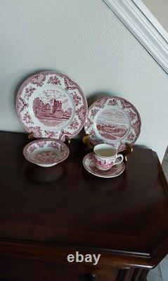 Johnson Bros 4 Pc Pink Place Setting Dinnerware Barney Castle 1792