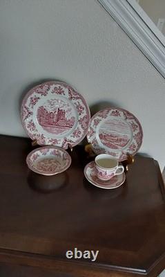 Johnson Bros 4 Pc Pink Place Setting Dinnerware Barney Castle 1792