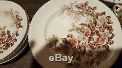Johnson Bros Apple blossom Brown Multi Soup Bowls China 67 Pieces