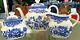Johnson Bros. Asiatic Pheasant Blue 3 Pieces Teapot, Creamer, Sugar Bowl
