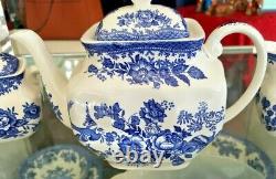 Johnson Bros. Asiatic Pheasant Blue 3 pieces Teapot, creamer, sugar bowl