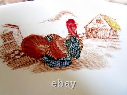 Johnson Bros BARNYARD KING Turkey Cups & Saucers Set of 6 Vintage Thanksgiving