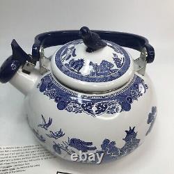 Johnson Bros. Blue Willow Enamelware Teapot / Tea Kettle 8x10 New Without Box