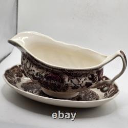 Johnson Bros Brothers His Majesty Gravy Boat And Under Tray Vtg Turkey England