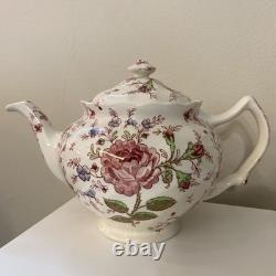 Johnson Bros Brothers Rose Chintz Pink Teapot Vintage Made in England