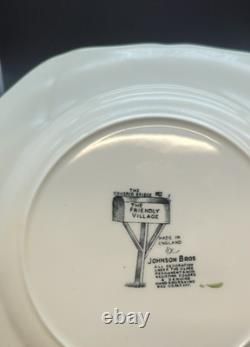 Johnson Bros China FRIENDLY VILLAGE COVERED BRIDGE 8 Square Salad Plates 7 3/4