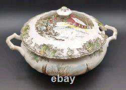 Johnson Bros China FRIENDLY VILLAGE Pattern Tureen Serving Bowl with Lid