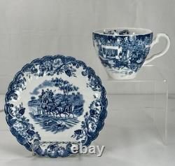 Johnson Bros Coaching Scenes 8 Pc Set 2 Place Settings England Blue Transferware