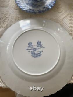 Johnson Bros. Coaching Scenes, Blue Transferware Pattern, 34 Pieces- Set For 6