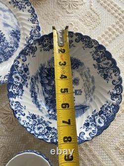 Johnson Bros. Coaching Scenes, Blue Transferware Pattern, 34 Pieces- Set For 6