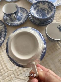 Johnson Bros. Coaching Scenes, Blue Transferware Pattern, 34 Pieces- Set For 6