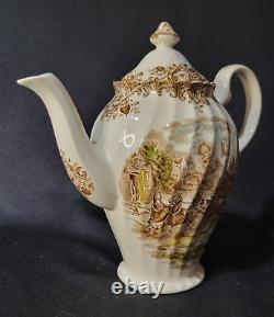 Johnson Bros Coaching Scenes Brown Coffee Pot & Lid Brown/Multi Colored