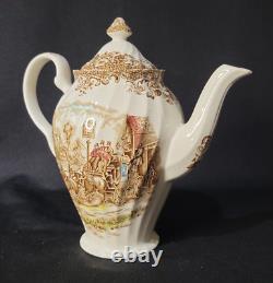 Johnson Bros Coaching Scenes Brown Coffee Pot & Lid Brown/Multi Colored