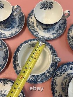 Johnson Bros Coaching Scenes Hunting Ironstone Blue/White Cup & Saucer Set 14p