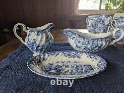 Johnson Bros Coaching Scenes Plates, Bowl, and Tea Cups