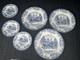 Johnson Bros Coaching Scenes Vintage Blue & White Set 5 Dinner And Salad Plates