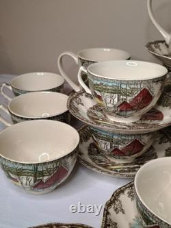 Johnson Bros Coffee Mug Tea Cup Set (36 Pieces) With Creamer And Sugar Bowl & Lid