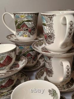 Johnson Bros Coffee Mug Tea Cup Set (36 Pieces) With Creamer And Sugar Bowl & Lid