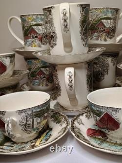 Johnson Bros Coffee Mug Tea Cup Set (36 Pieces) With Creamer And Sugar Bowl & Lid