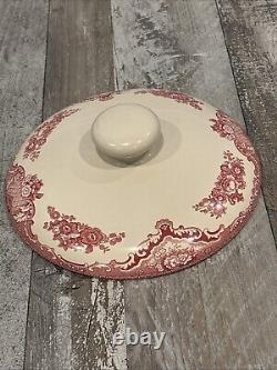 Johnson Bros Covered Casserole Bowl England Old Britain Castles Pink Since 1883
